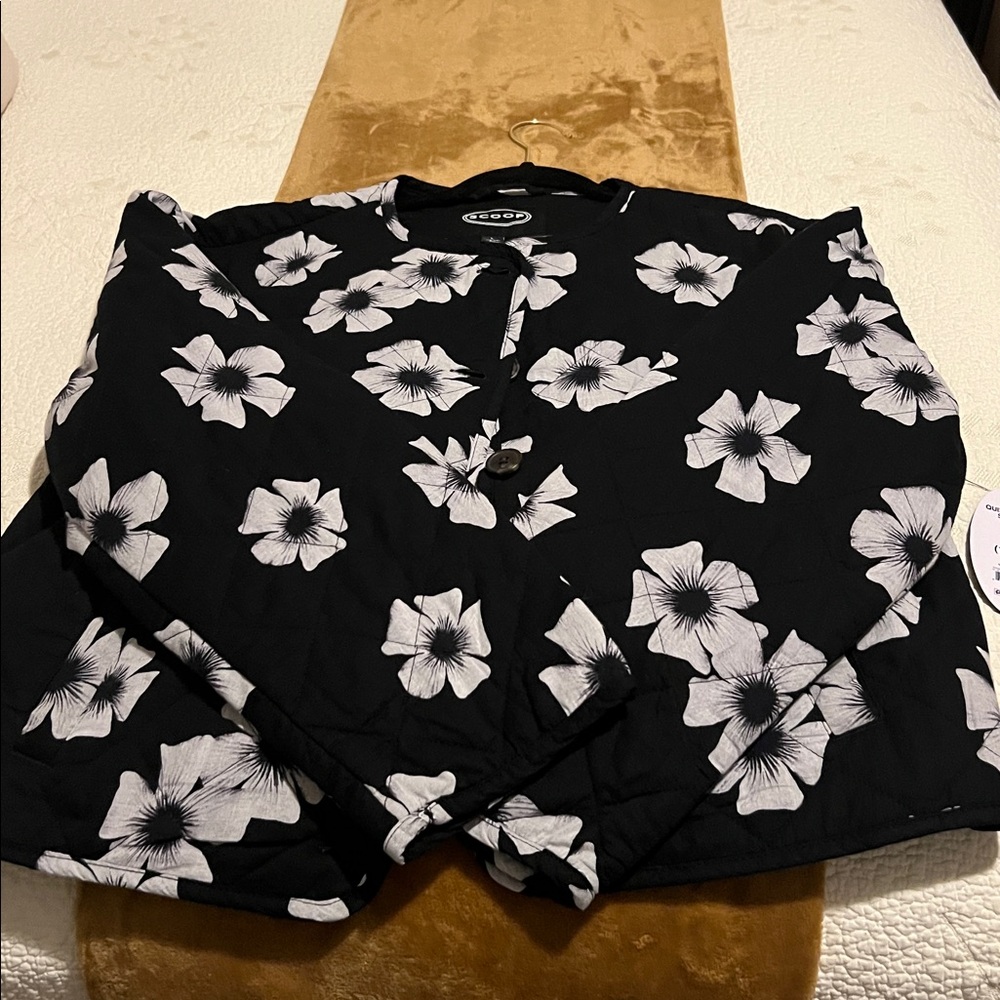 NWT Scoop Women's Cotton Floral Print Quilted Jacket, Lightweight, Large - Picture 5 of 7